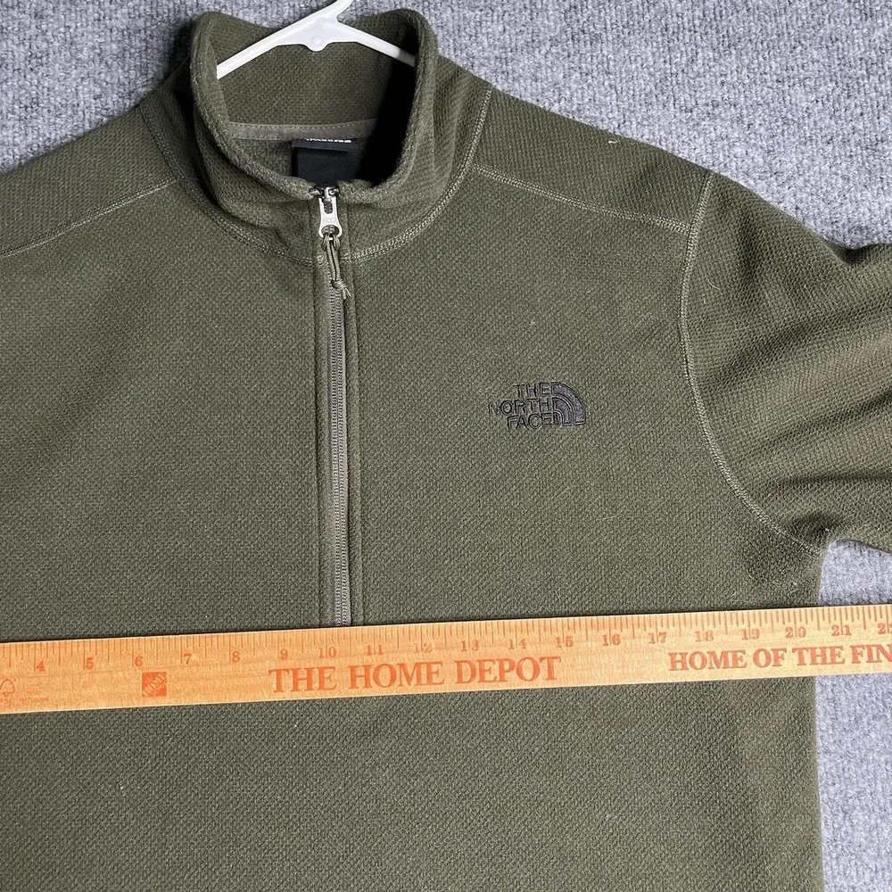 The North Face Quarter Zip Fleece Pullover Sweater Men M Green‎ Outdoor Logo
